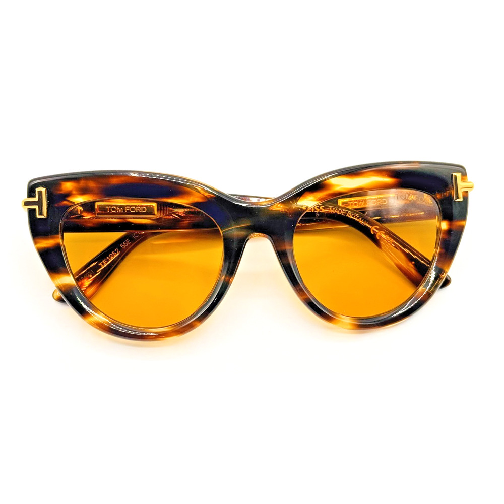 Tom Ford Sunglasses Icon TF1252 55E Brown Havana Cat Eye Brown Lens 52mm New